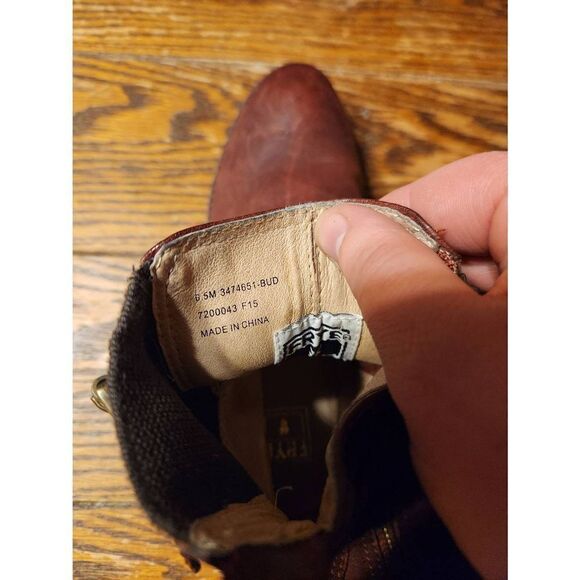 Frye | Anna Gore Brown Biker Buckle Boot Sz 6.5 - Picture 5 of 7